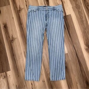 Lauren Ralph Lauren Striped Blue White Denim Jeans 5-Pocket